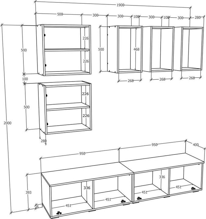 Produktbild VCM TV Lowboard Fernsehschrank Schrankwand Wohnzimmer Anbauwand Wohnwand Arila L (190 x 40 x 200 cm)