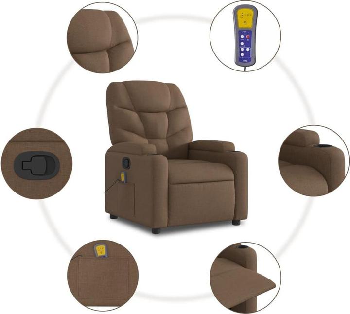Actual product image VidaXL Massage chair brown fabric,Colour: Brown,Material: Fabric (100