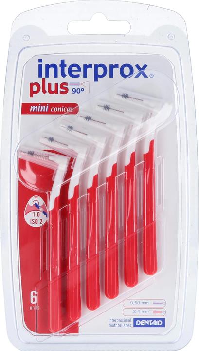 Interprox plus 90° mini conical red size 2 0.9-1 mm interdental brushes, 6 pcs. interdental brushes (6 x, 1 mm)