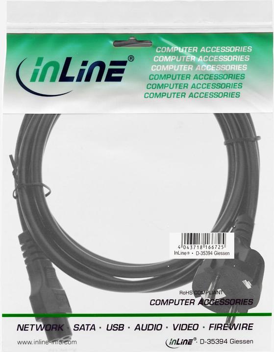 Produktbild InLine Notebook Netzkabel, 3pol Kupplung 3m schwarz (3 m)