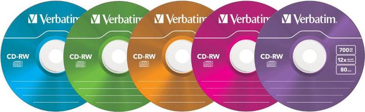 Produktbild Verbatim CD-RW, 12x, 700MB, 5er Pack, Colour (5 x)