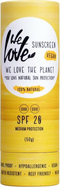 Actual product image We Love The Planet Natural SUNSTICK SPF 20 UVA - UVB - Hypoallergenic | Waterproof (Sun stick, Sun cream face, SPF 20, 50 ml, 50 g)