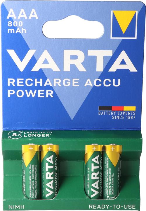 Produktbild Varta Ready2use Akku Micro/AAA 56703 800mAh 4er Pack 4008496550616 (4 Stk., AAA, 800 mAh)