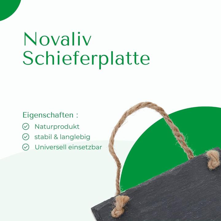 Actual product image Novaliv Schiefertafel zum Aufhängen mit Juteband Memotafel Kreidetafel Wandeko (6, 8 cm Tafel) (Blackboard, 12 x 8 cm)