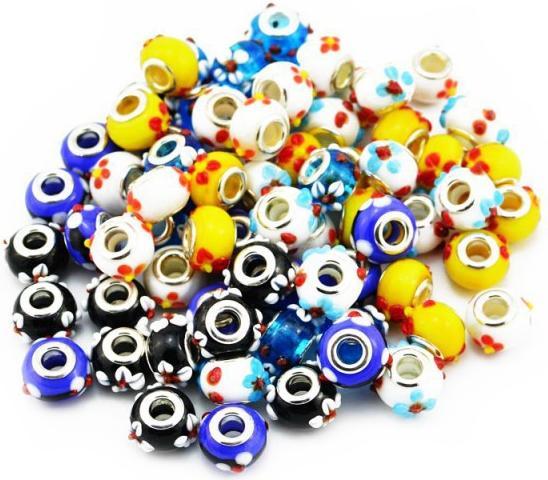 Produktbild Hermex Glas Bead versilbert 925 - Silbrig Weiss (Silber 925, Glas)