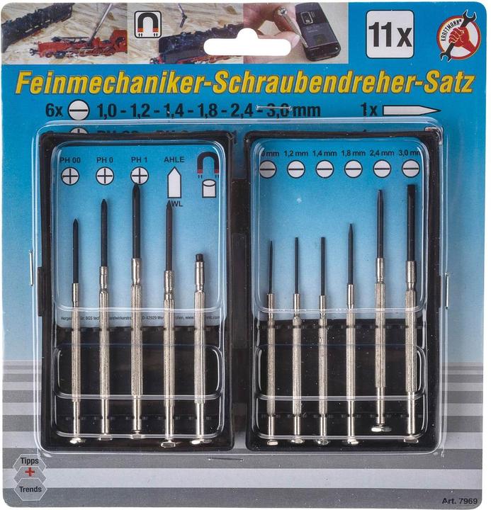 Immagine prodotto BGS Set di cacciaviti meccanici di precisione 11 pezzi. (Incavo trasversale)