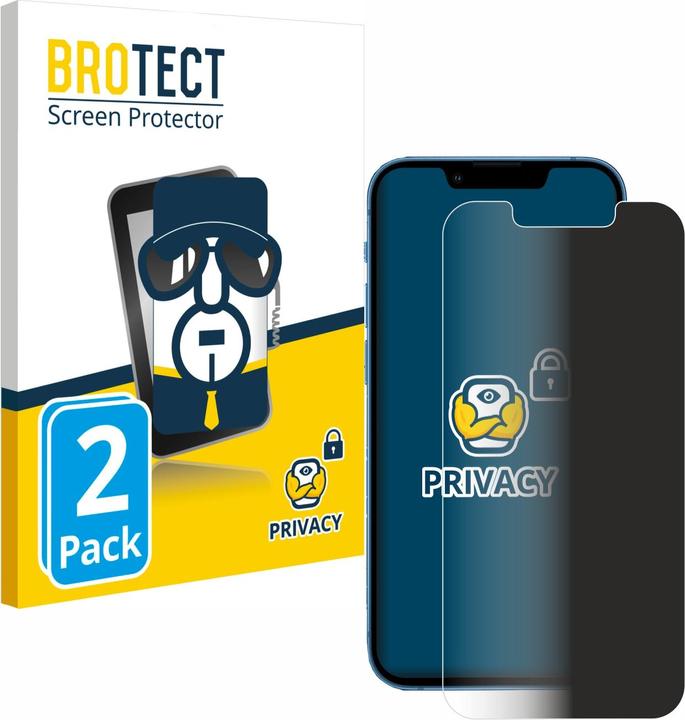 Productafbeelding BROTECT Anti-spionnetje privacyfolie Beschermfolie tegen blauw licht (2 Stuk, Apple iPhone 13 mini)