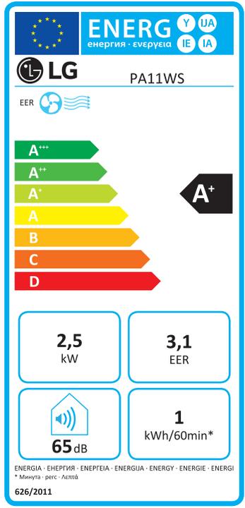 Energie-Label LG PA11WS (8530.35 BTU/h)