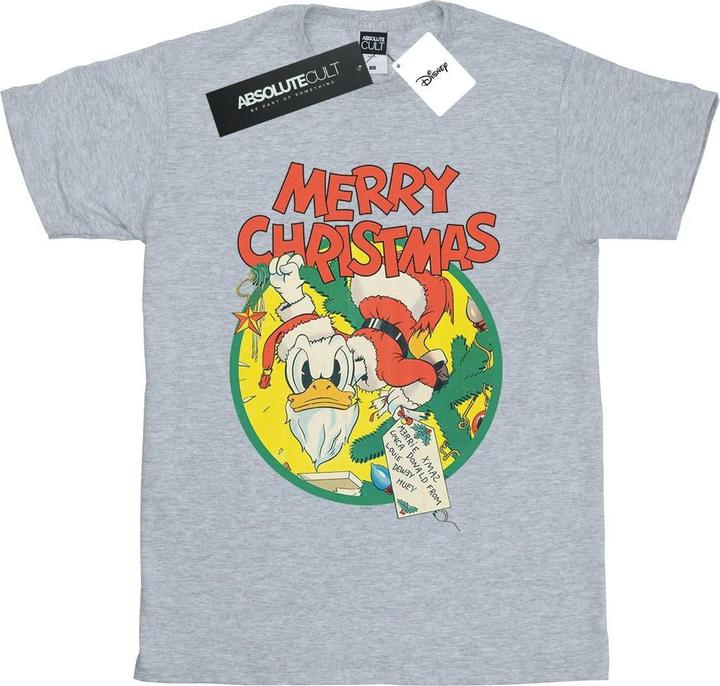 Actual product image Disney Womens/Ladies Donald Duck Merry Christmas Cotton Boyfriend T-Shirt (M)