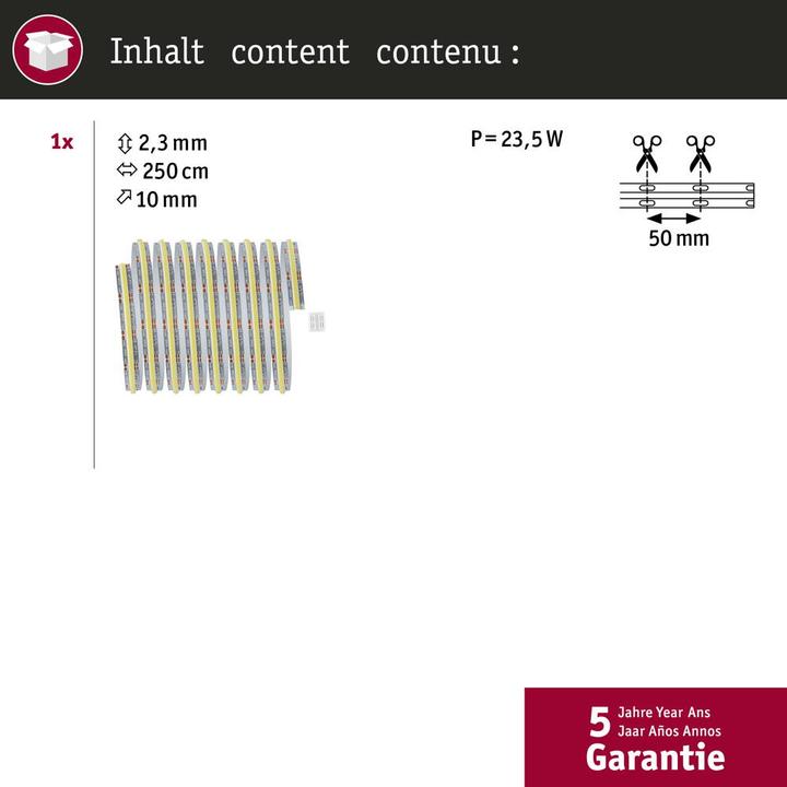 Actual product image Paulmann MaxLED 1000 Full-Line COB Stripe (Cold White, Warm white, Neutral White, 250 cm, Indoor)