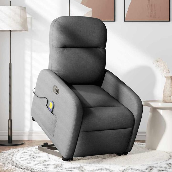 Produktbild VidaXL Elektrischer Massagesessel mit Aufstehhilfe Dunkelgrau Stoff