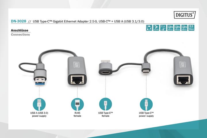 Immagine prodotto Digitus DN-3028 (USB-C, USB, RJ45 2.5 Gigabit Ethernet (1x))