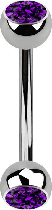 Produktbild Star Piercing Banane silber mit zwei Kugeln Kristall violett (ohne Messing, Titan G23)