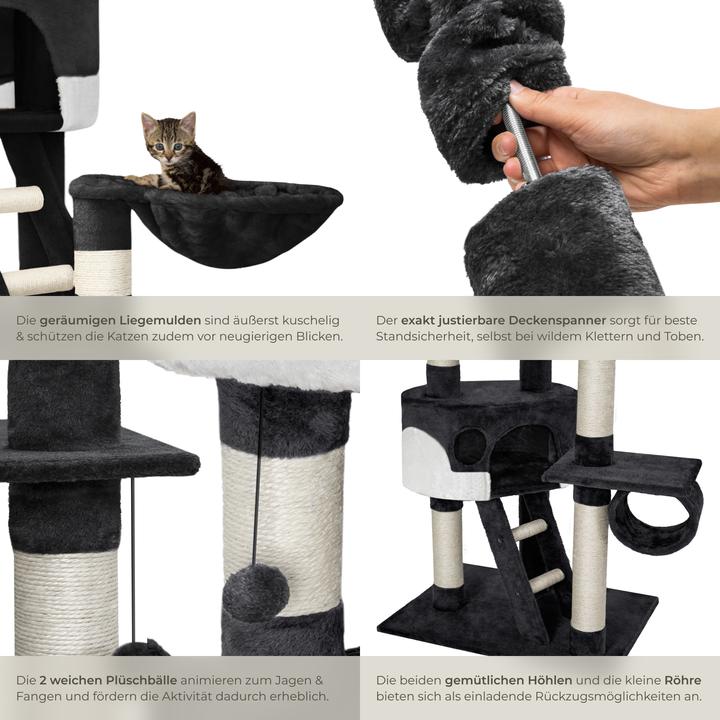 Immagine prodotto tectake Albero del gatto Hansi (260 cm, Bianco, Nero)