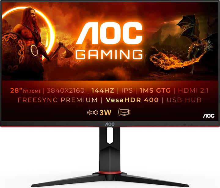 Actual product image AOC U28G2XU2/BK (3840 x 2160 Pixels, 28")