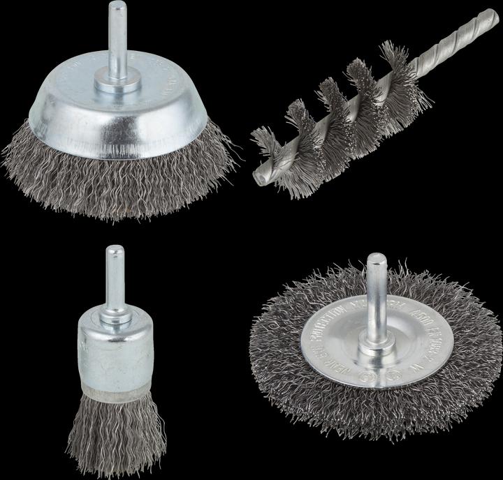 wolfcraft Stahldraht-Bürsten-Set 4-tlg.