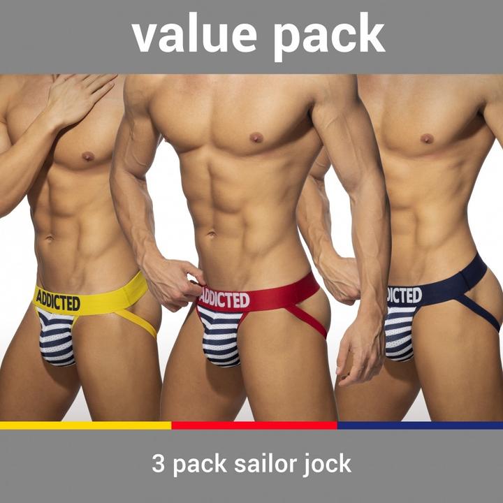 Actual product image Addicted Three Pack Sailor Push Up Jockstrap (M, pack of 3)