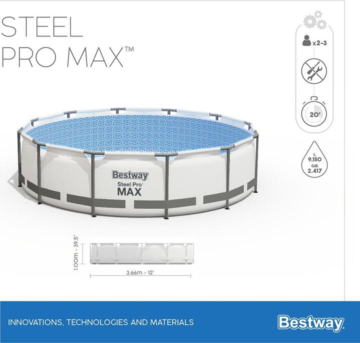 Immagine prodotto Bestway Acciaio Pro Max Piscina 366x100cm (Ø 366 x 100 cm)