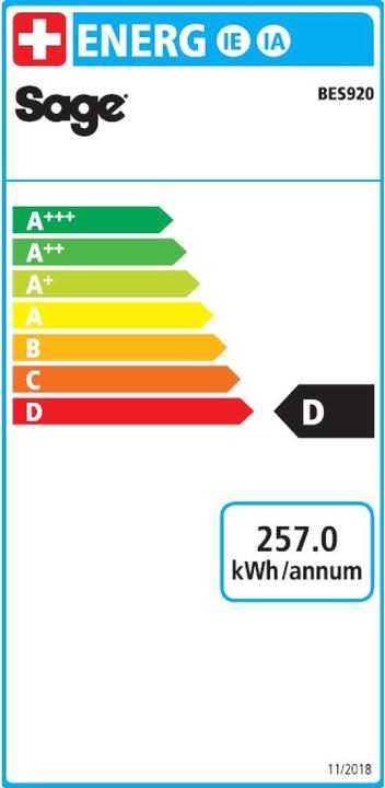 Energie-Label Sage the Dual Boiler (CH-Stecker)