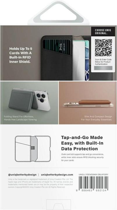 Immagine prodotto Uniq Lyden DS RFID Magnetic Wallet with Phone Stand - Black