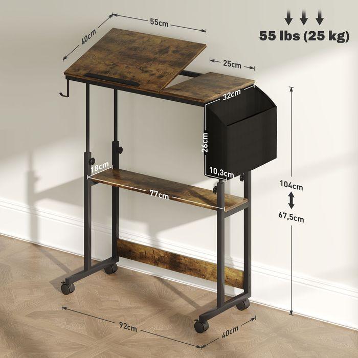 Produktbild Swisshandel24 Höhenverstellbar Schreibtisch, 92 x 40 cm, Computertisch mit Rollen, Plattform