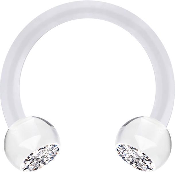 Star Piercing Micro Circular Barbell transparent mit zwei Kugeln Kristall silber (Acryl, ohne Messing)