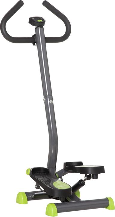 Produktbild Swisshandel24 Hometrainer Stepper Fitness Swing Stepper mit LCD-Schirm und Handgriff bis 100 kg Stahl ABS Grau+Grü