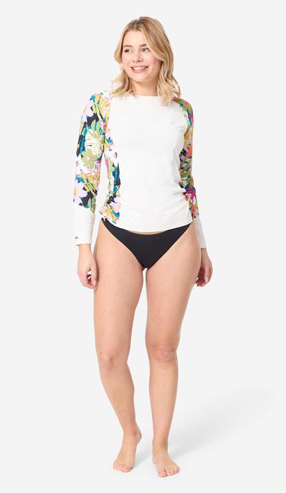 Actual product image Olaian UV-Shirt langarm Surfen Damen UV-Schutz 50+ Kanika weiss/geblümt (M)