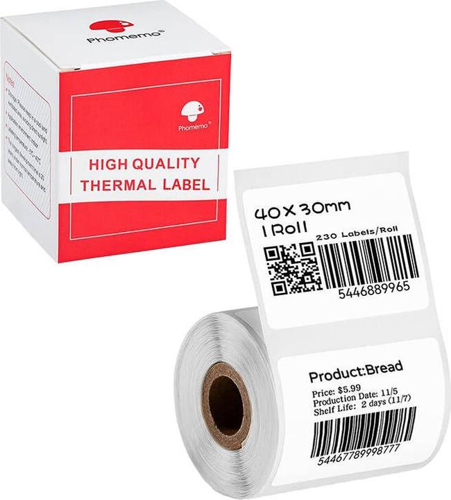 Produktbild Phomemo sticker labels 30x40mm, 230 pcs. (white)