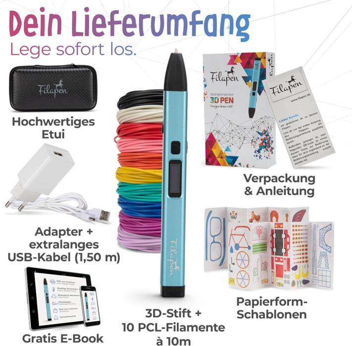 Actual product image Filapen 3D pen with 10 filaments