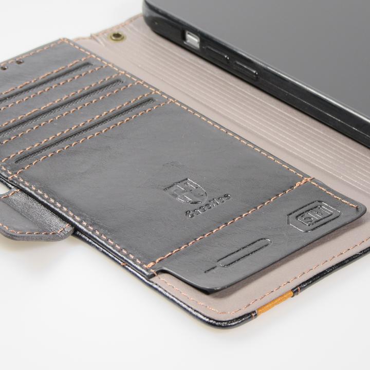 Produktbild PhoneLook Leder Tasche Flip Wallet mit Akzentstreifen & Kartenhalter (Apple iPhone 13 Pro Max)