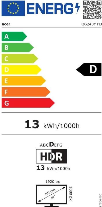 Label énergétique Acer Nitro QG240YH3bix (1920 x 1080 pixels, 23.80")