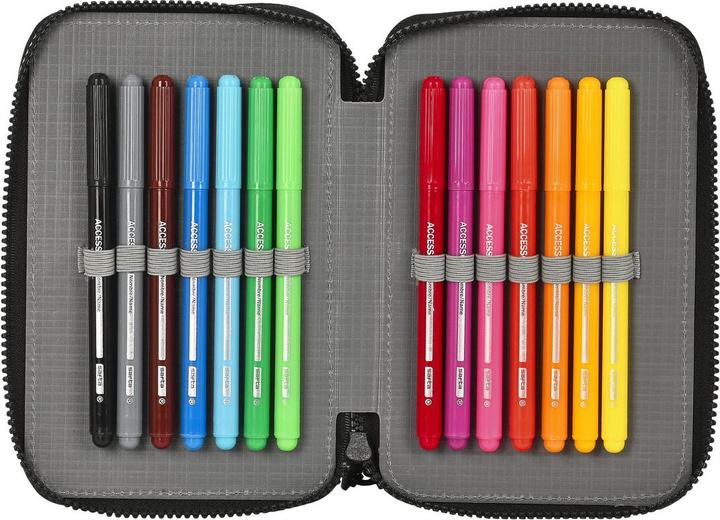 Actual product image Paul Frank Pencil case with accessories Campers Black 12.5 x 19.5 x 4 cm (28 pieces)