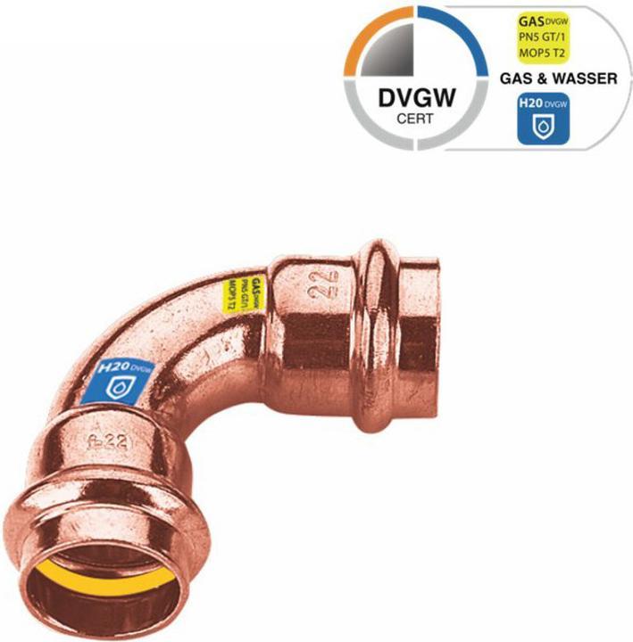 Produktbild Sanpro Fitting - Pressfitting Kupfer 90° Winkel - Bogen, Grösse V 15 (Pressverbindung)