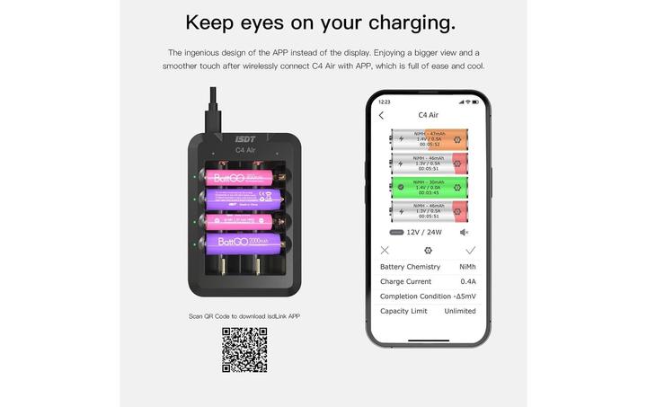 Produktbild Isdt Ladegerät C4 Air USB-C, für NiMH & Li-ion (1 Stk., HR6, HR03, Ladegerät ohne Akku)