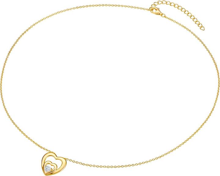 Immagine prodotto Rafaela Donata Catena da donna con cuore in argento sterling e zirconi in oro giallo 40,0 cm di base + 5,0 cm di (Argento, 40 - 45 cm)