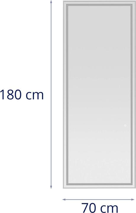 Produktbild Physa Friseurspiegel mit LED-Beleuchtung 180 x 70 cm flach rechteckig silberner Rahmen