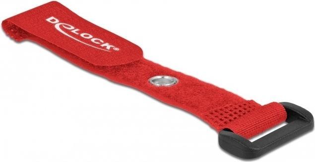 Immagine prodotto Delock Fascetta in velcro con anello e occhiello di fissaggio L 150 x L 20 mm rosso 5 pz. (Fascette in velcro, 150 mm, 5 pz.)