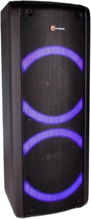Produktbild N-Gear Let’s go Party Bluetooth Lautsprecher, Soundsystem mit Karaoke Mikrofon, Disco-LEDs (4 h, Netzbetrieb)