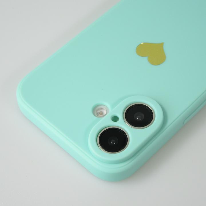 Produktbild PhoneLook Hülle Silikon Mat Herz gold Türkis (Apple iPhone 16)