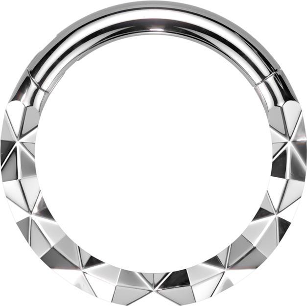 Star Piercing Micro Segmentring klappbar silber front X facettiert (ohne Messing, Chirurgenstahl 316L)