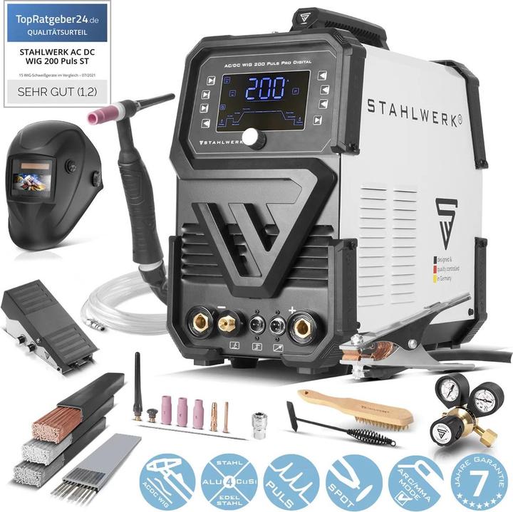 Immagine prodotto Stahlwerk Saldatrice a gas schermante AC/DC TIG 200 Pulse Pro Digital Completamente attrezzata