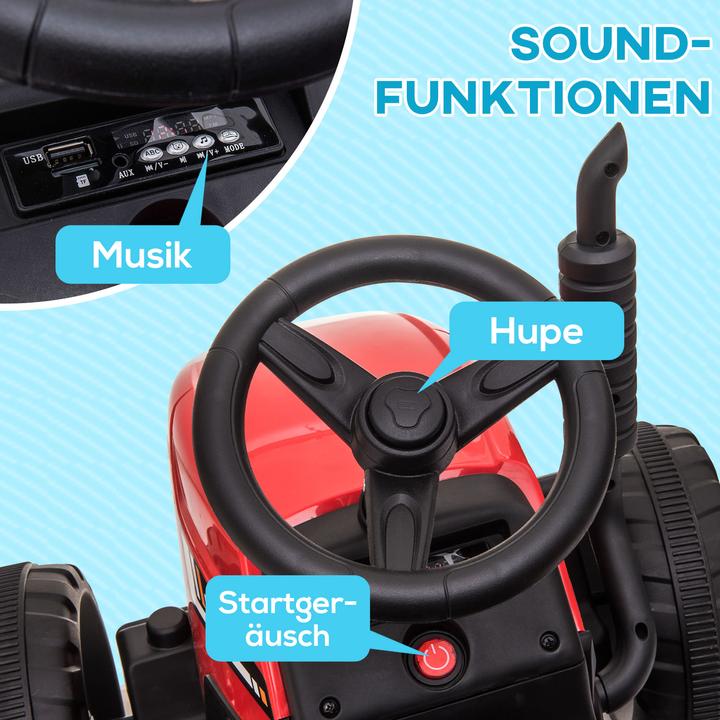 Produktbild Swisshandel24 Kinderelektro-Traktor mit Anhänger, Fernbedienung, MP3, Scheinwerfer, 3-6KM/H, Rot