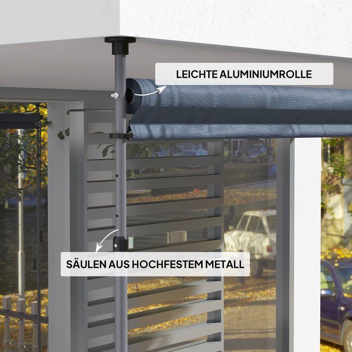 Immagine prodotto Swisshandel24 Klemmmarkise mit Handkurbel höhenverstellbar inkl. Wandhalterung 400 cm, Dunkelgrau (4 m)
