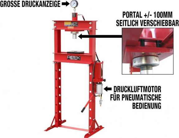 Produktbild Rotek - Werkstattpresse WZWP-020MPV 20T pneumat./adjust.