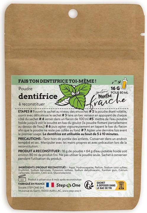 Actual product image Step One Toothpaste in powder form Mint fresh (80 ml)