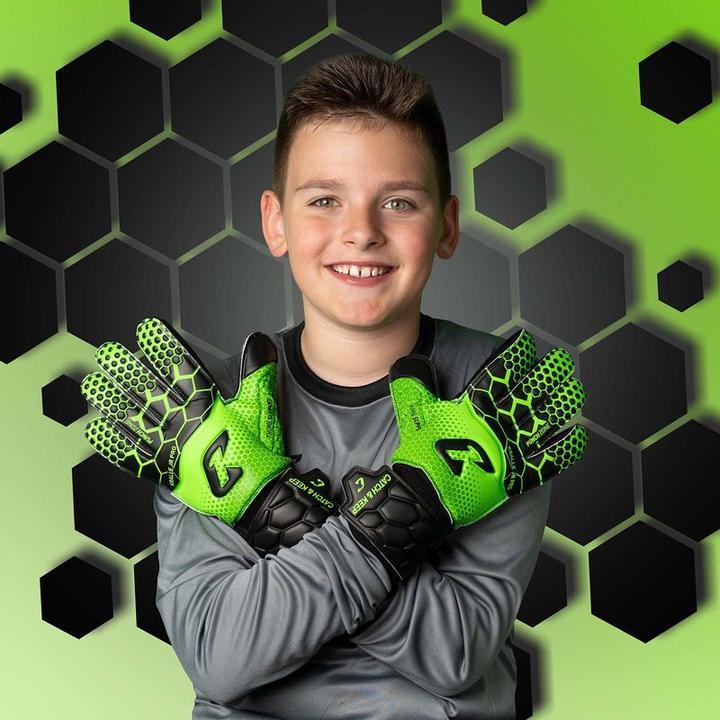 Produktbild Catch & Keep Fussballhandschuhe Kralle Junior Pro 3.0 Gr. 3 Grün Torwart Keeper Goalie Handschuhe (3)