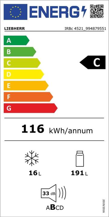 Label énergétique Liebherr IRBc4521-22 (206 l)