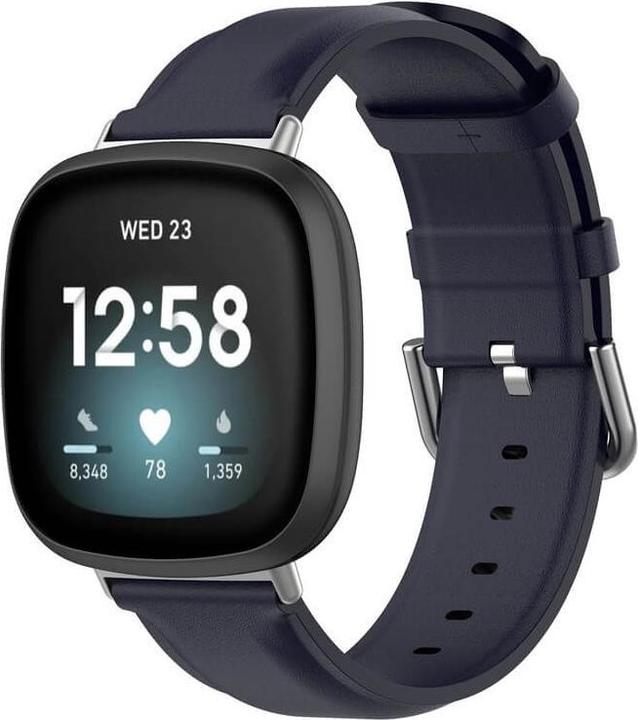 Cover-Discount Fitbit Versa / Sense - Lederarmband dunkelblau (Kunstleder, Versa 3, Sense)