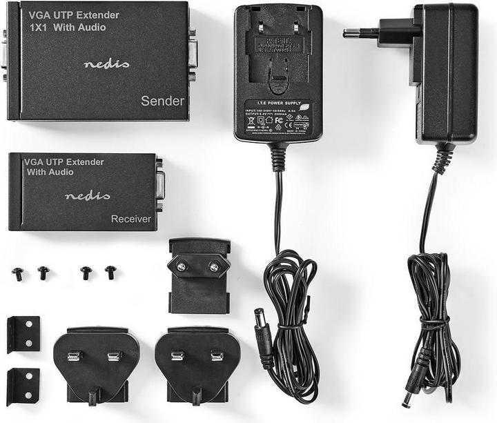 Actual product image Nedis VGA Extender VGA/audio distance up to: 300 m Cat5e / Cat6 1920x1200 Euro/Type C (CEE 7/16) /